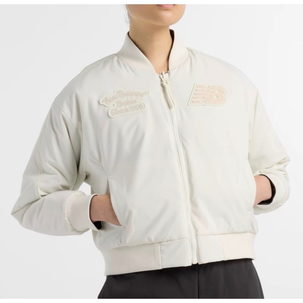 New Balance Womens NBX Lunar New Year Reversible Bomber Jacket Cream WJ51393 M